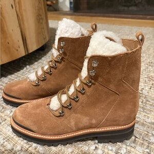 Mark Fischer, NWOB Brown Suede Lace-Up Boots with Shearling Lining